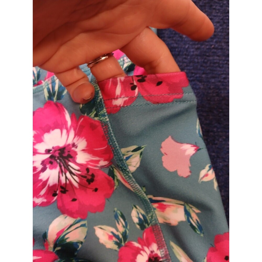 NicoleMiller Sport Blue Hawaiian Pattern Pink Tropical Legging Yoga Pants S NWOT - Picture 3 of 5